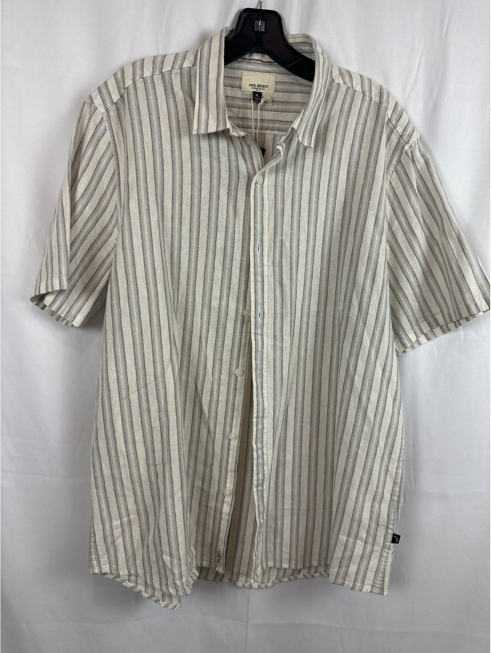 Civil Society XL Natural Color Striped SS Shirt NWT